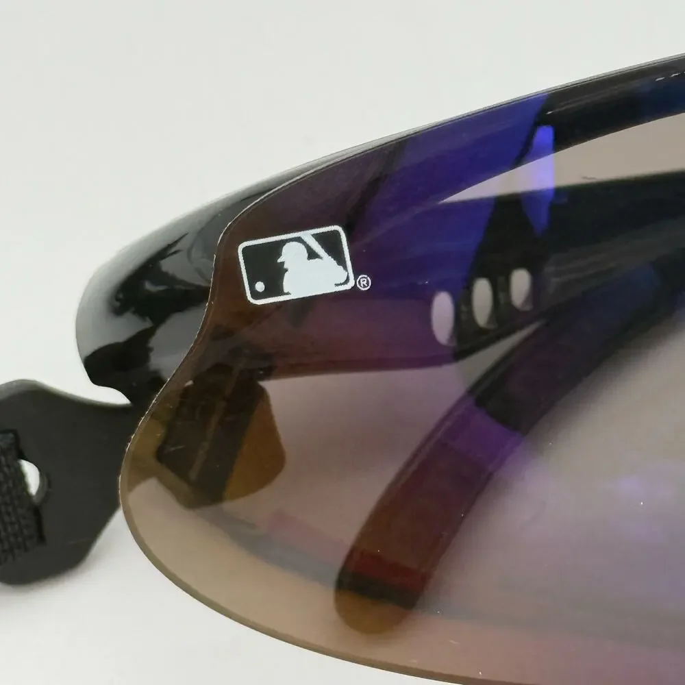 Franklin MLB Black Deluxe Flip-Up Sunglasses Blue Mirror Baseball Softball